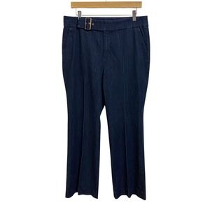 Chico's Platinum Trousers Dark Wash Belted Wide‎ Leg Denim Pants Minimalist 2/12